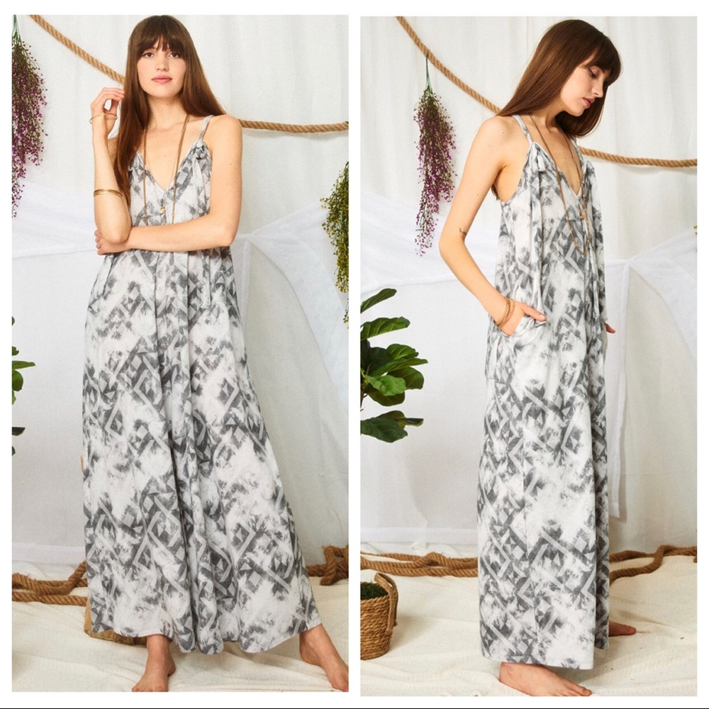 Tie dye Fabulous Tie Shoulder wide leg jumpsuit - Picture 3 of 4